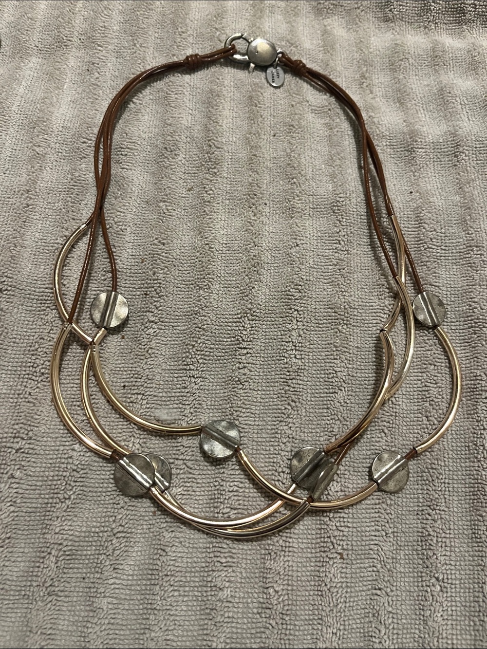Lizzy James Handmade Gold& Silver Layered Leather Women’s Necklace